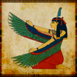 Maat, ancient Egyptian goddess of truth, balance, and cosmic order, depicted with outstretched wings